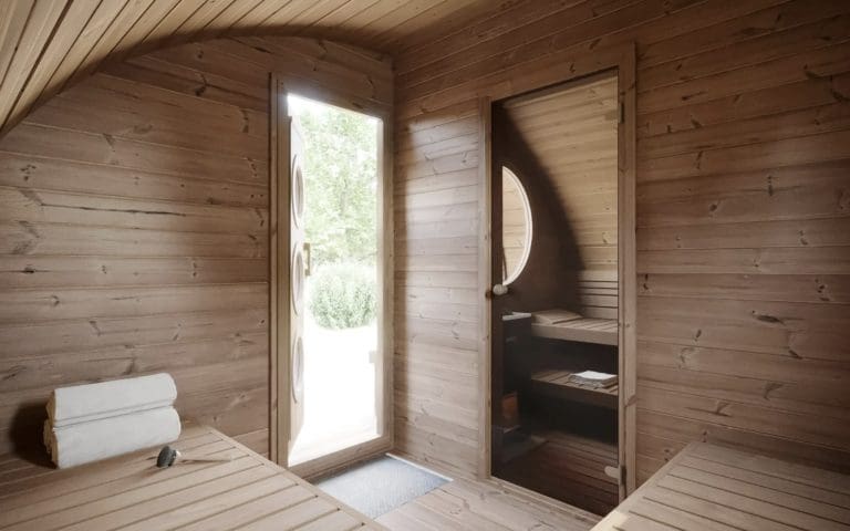 SaunaLife Garden Series G11 | 8 Person Outdoor Sauna with 2 Rooms