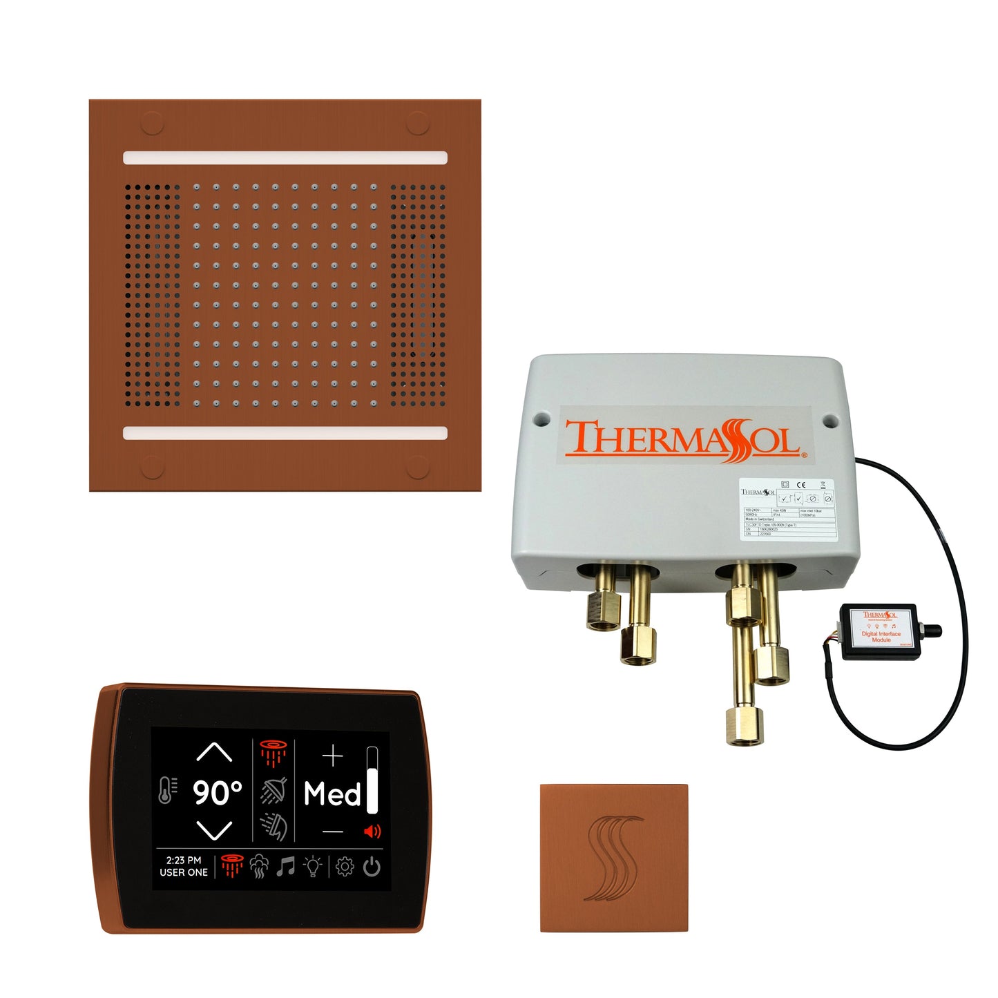 ThermaSol TWPH14SS Total Wellness Package with SignaTouch Control, HydroVive 14 Rainhead and Square SteamVection Head