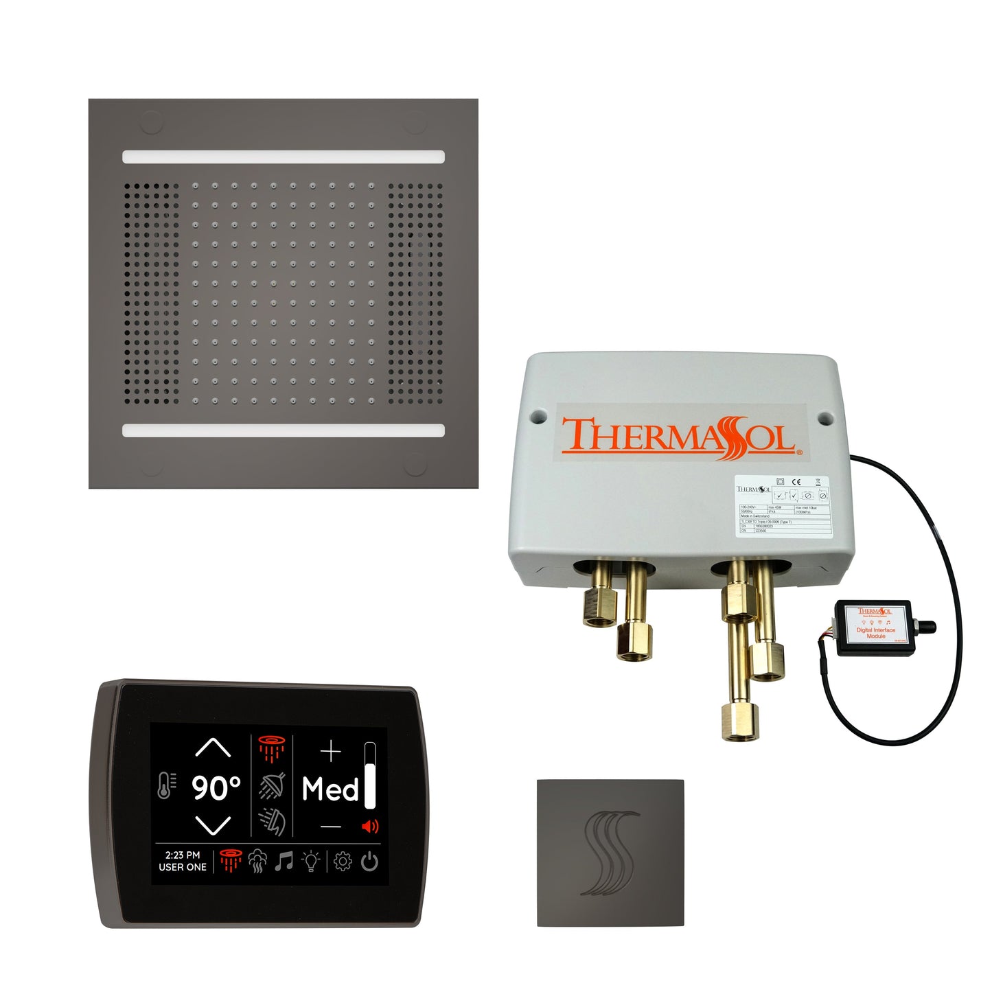 ThermaSol TWPH14SS Total Wellness Package with SignaTouch Control, HydroVive 14 Rainhead and Square SteamVection Head