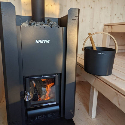 Harvia Linear 22 Greenflame ES Wood-Burning Sauna Stove w/ Water Tank
