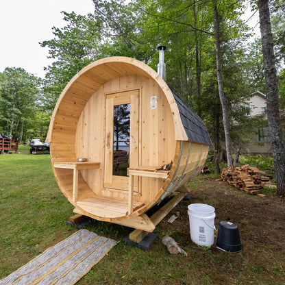 Dundalk LeisureCraft Serenity MP 4-Person Barrel Sauna | Canadian Timber Collection (CTC2245MP)