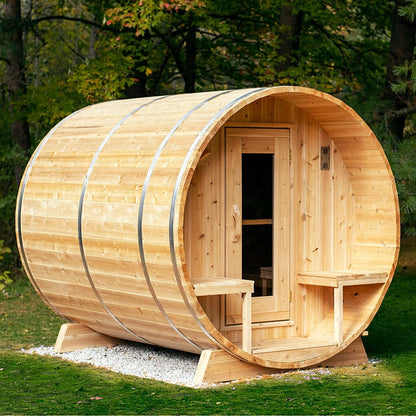 Dundalk LeisureCraft Serenity MP 4-Person Barrel Sauna | Canadian Timber Collection (CTC2245MP)