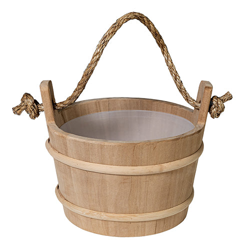 PROSAUNAS Wood Sauna Bucket with Rope Handle - 4-Liter Plastic-Lined Bucket