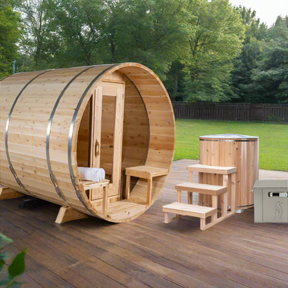 Dundalk LeisureCraft Tranquility 6-8 Person Barrel Sauna | Canadian Timber Collection (CTC2345)