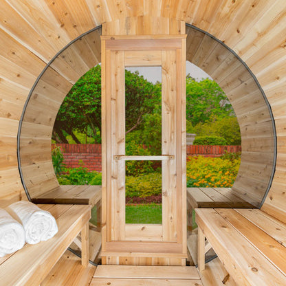 Dundalk LeisureCraft Serenity MP 4-Person Barrel Sauna | Canadian Timber Collection (CTC2245MP)