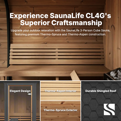 SaunaLife CUBE Series CL4G | 1-2 Person Outdoor Traditional Sauna