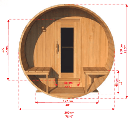 Dundalk LeisureCraft Serenity 4-Person Barrel Sauna | Canadian Timber Collection (CTC2245W)