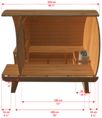 Dundalk LeisureCraft Serenity 4-Person Barrel Sauna | Canadian Timber Collection (CTC2245W)