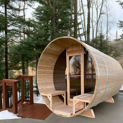 Dundalk LeisureCraft Serenity MP 4-Person Barrel Sauna | Canadian Timber Collection (CTC2245MP)