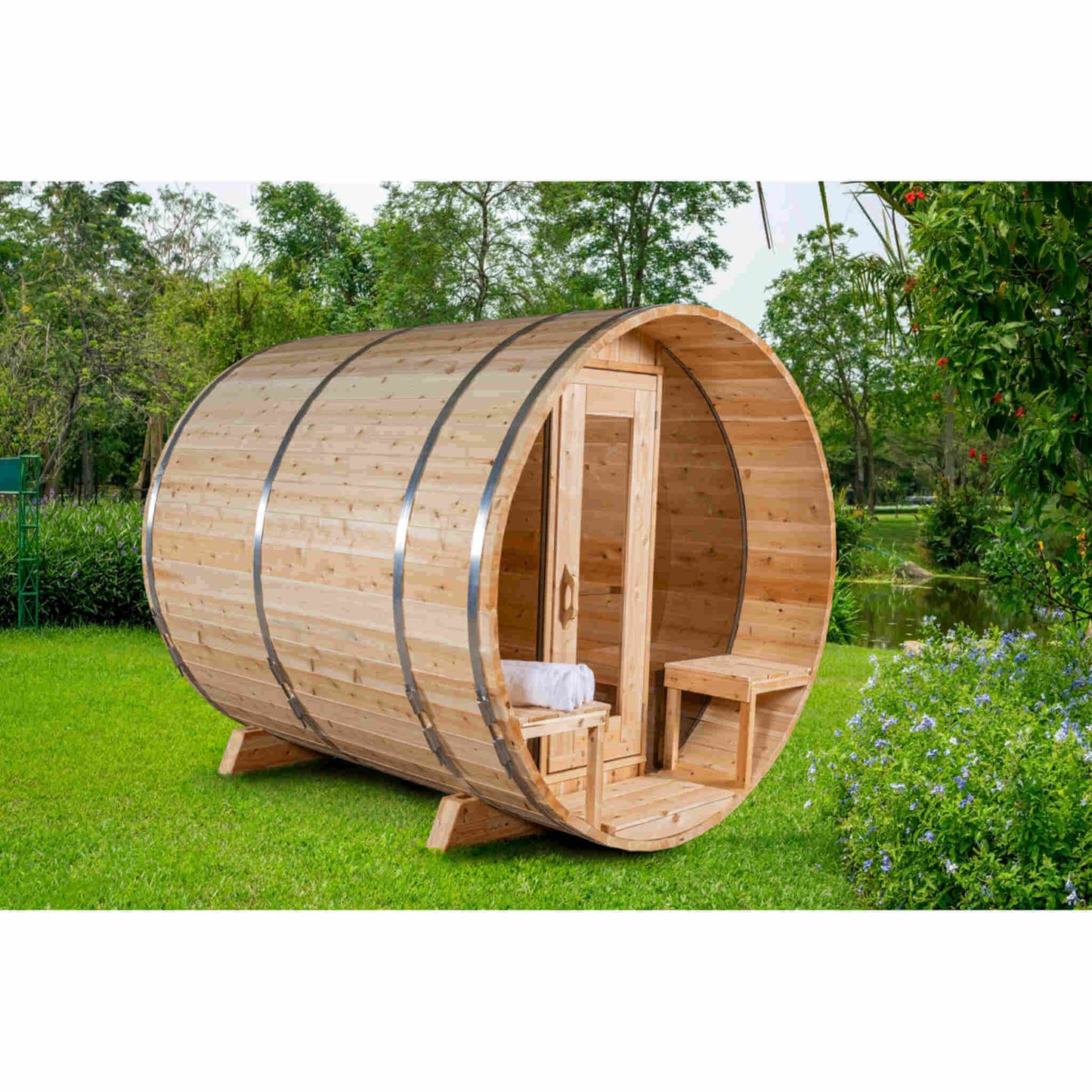 Dundalk LeisureCraft Tranquility 6-8 Person Barrel Sauna | Canadian Timber Collection (CTC2345)