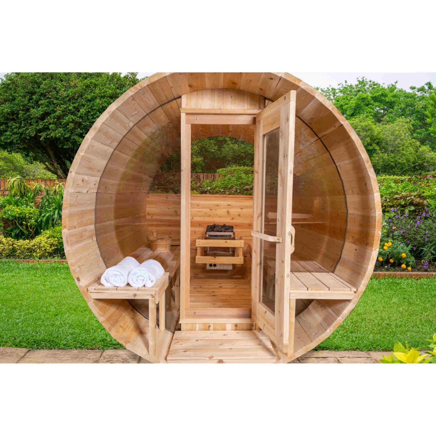 Dundalk LeisureCraft Tranquility 6-8 Person Barrel Sauna | Canadian Timber Collection (CTC2345)