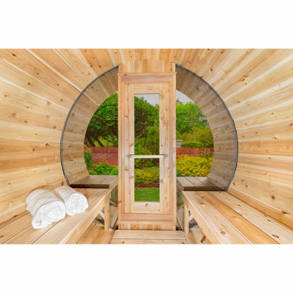 Dundalk LeisureCraft Serenity MP 4-Person Barrel Sauna | Canadian Timber Collection (CTC2245MP)