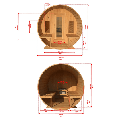 Dundalk LeisureCraft Serenity MP 4-Person Barrel Sauna | Canadian Timber Collection (CTC2245MP)