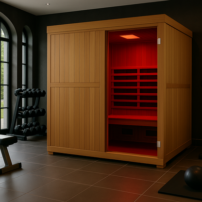 Finnmark Designs Trinity 4-Person Hybrid Infrared & Traditional Steam Sauna + Red Light Therapy | FD-KN005