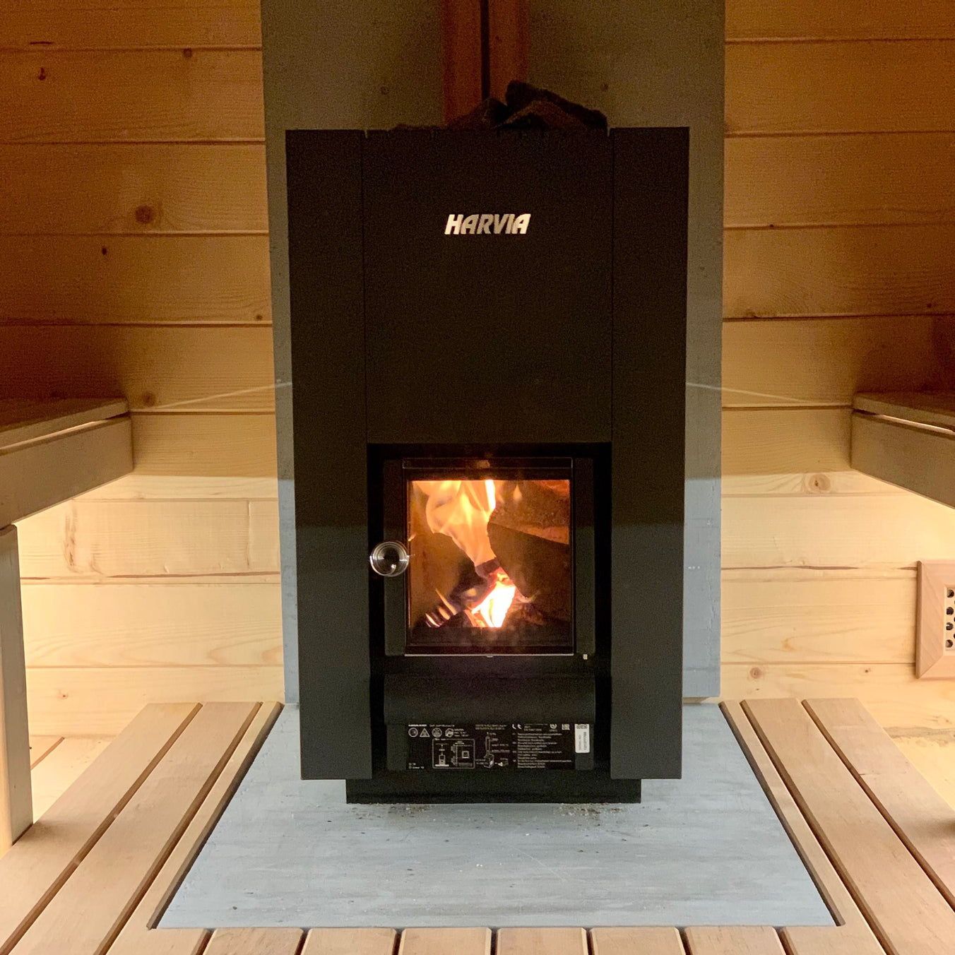 Harvia Linear 22 Greenflame ES Wood-Burning Sauna Stove w/ Water Tank
