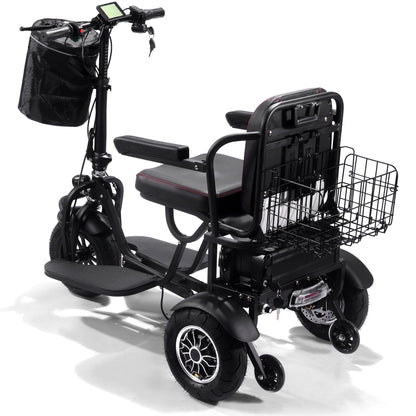 MotoTec Folding Mobility Electric Trike 48v 1000w Dual Motor Lithium Black