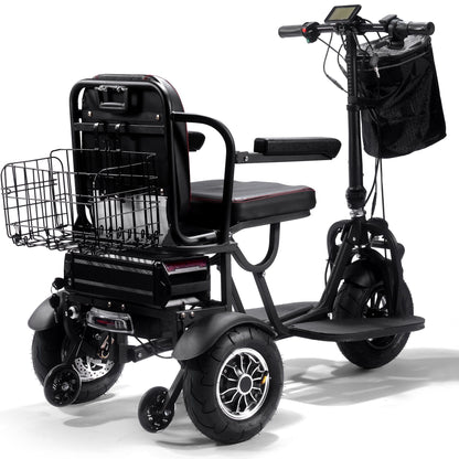 MotoTec Folding Mobility Electric Trike 48v 1000w Dual Motor Lithium Black