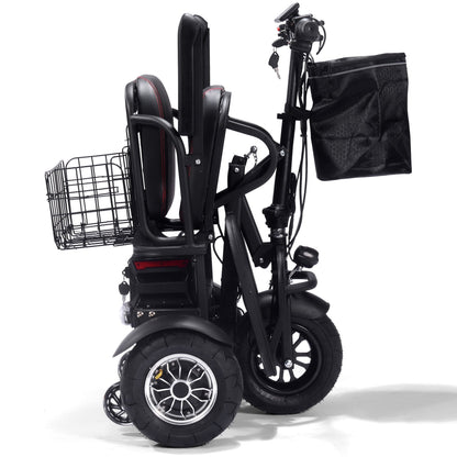 MotoTec Folding Mobility Electric Trike 48v 1000w Dual Motor Lithium Black