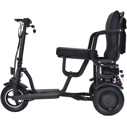 MotoTec Folding Mobility Electric Trike 48v 700w Dual Motor Lithium Black