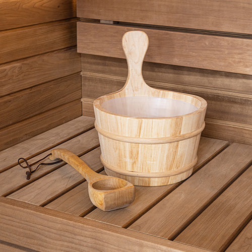 PROSAUNAS Wood Sauna Bucket - 4-Liter Plastic-Lined Traditional Bucket
