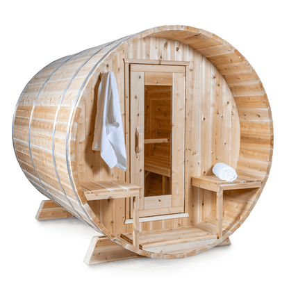 Dundalk LeisureCraft Serenity 4-Person Barrel Sauna | Canadian Timber Collection (CTC2245W)