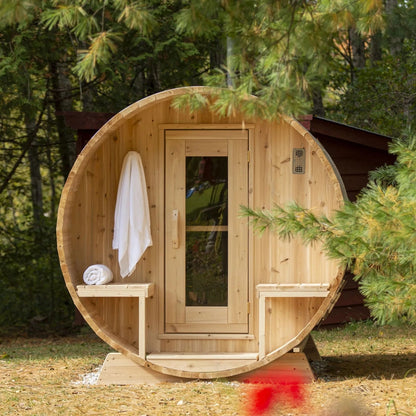 Dundalk LeisureCraft Serenity 4-Person Barrel Sauna | Canadian Timber Collection (CTC2245W)