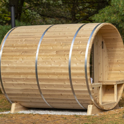Dundalk LeisureCraft Serenity MP 4-Person Barrel Sauna | Canadian Timber Collection (CTC2245MP)