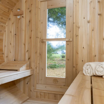 Dundalk LeisureCraft Serenity MP 4-Person Barrel Sauna | Canadian Timber Collection (CTC2245MP)