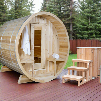 Dundalk LeisureCraft Serenity MP 4-Person Barrel Sauna | Canadian Timber Collection (CTC2245MP)