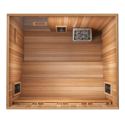Finnmark Designs Trinity 4-Person Hybrid Infrared & Traditional Steam Sauna + Red Light Therapy | FD-KN005